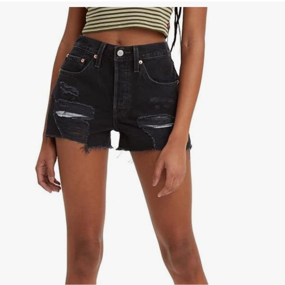 Levi's Women's 501 Original Shorts Black Button Fly Sz 28